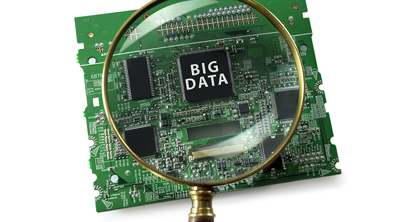 magnifying glass on top of the words big data
