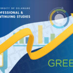 Arrow, bar graph and screen between UD PCS and GreenFig logos