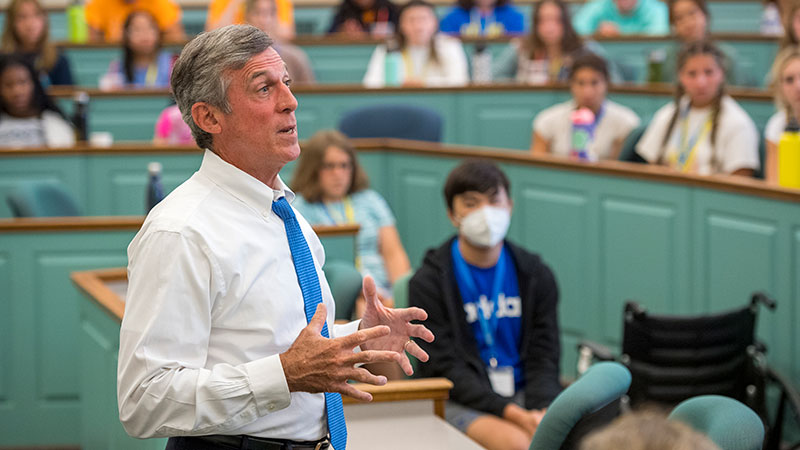 Delaware Gov. John Carney speaking with Governor's School students