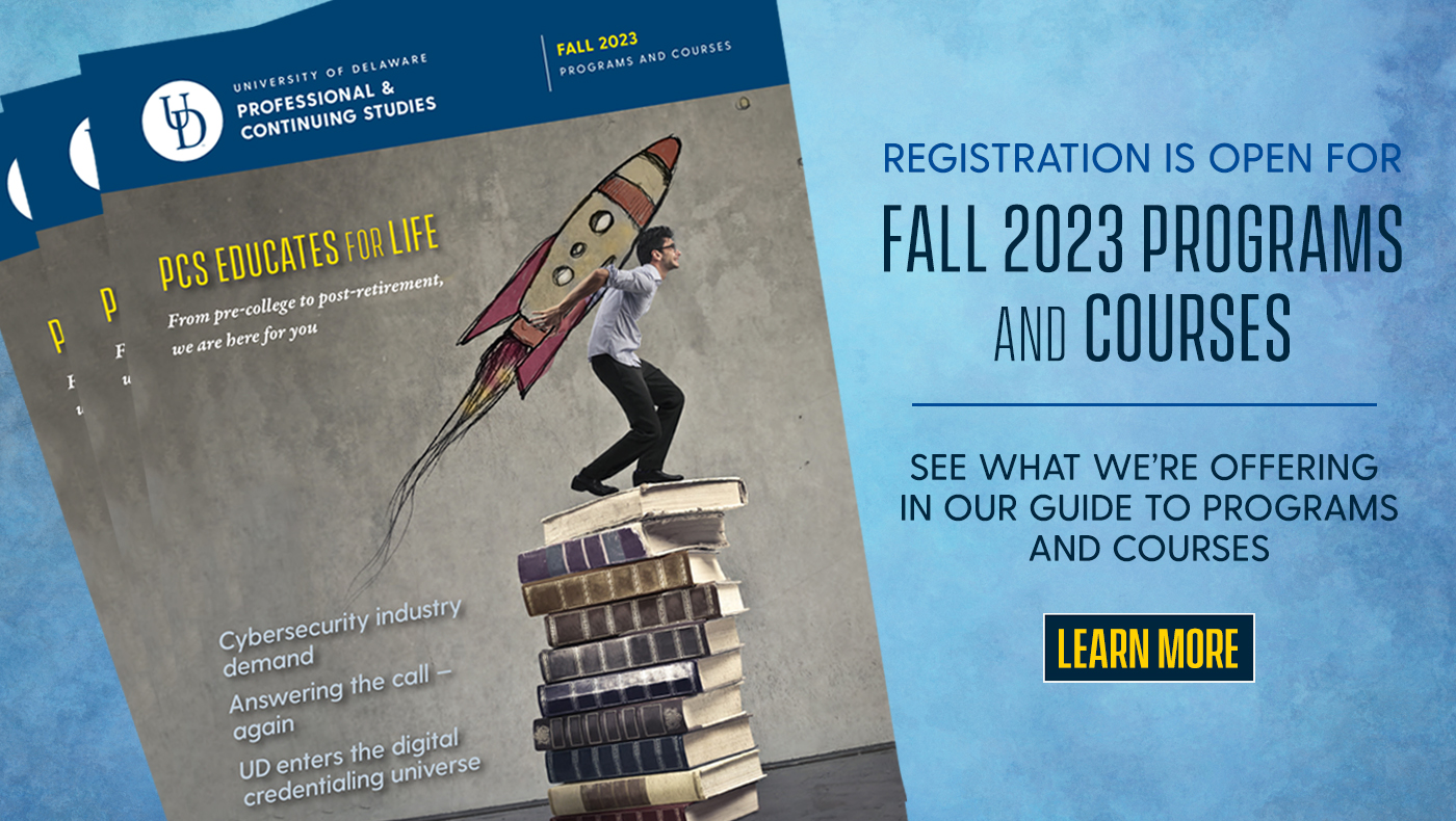 Image of catalog cover. Text: Registration is open for Fall 2023 Programs and Courses