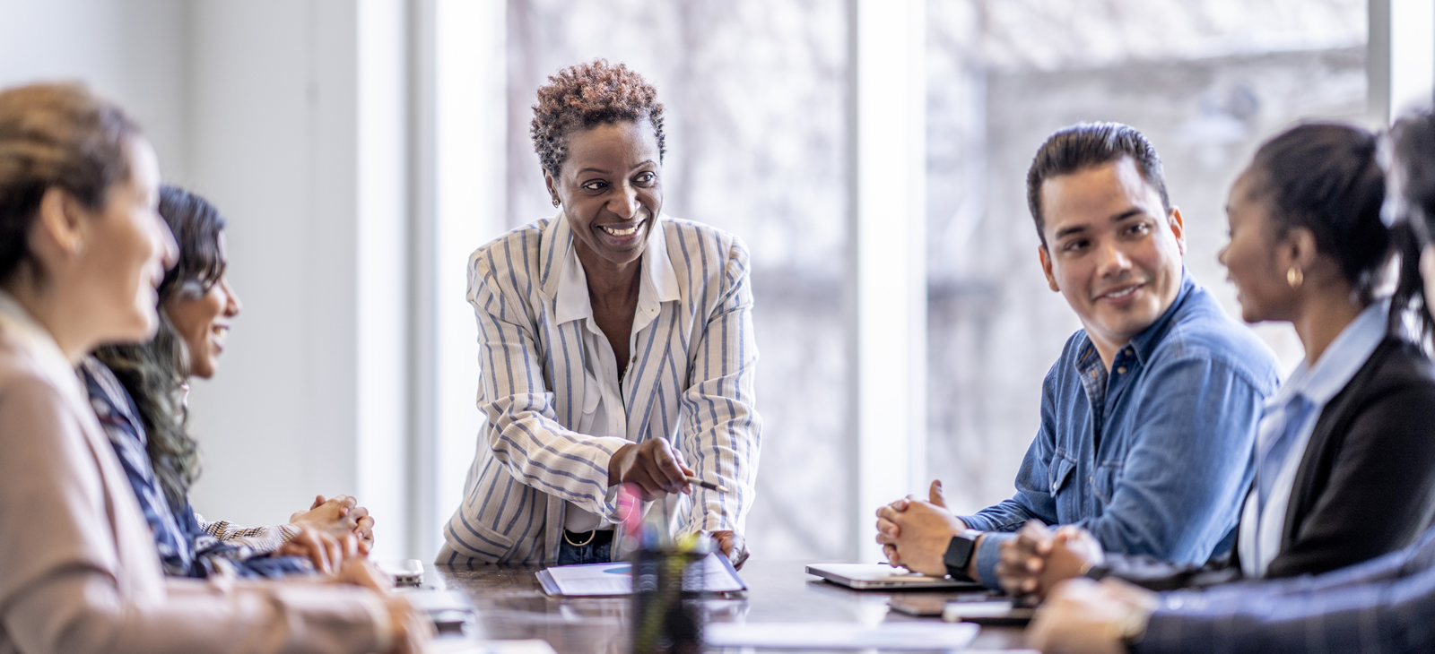 Group of professionals in a work meeting